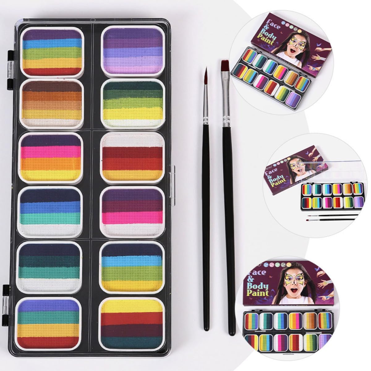 Kit de Pintura Facial para Adultos de 12 Colores con 12 Compartimentos