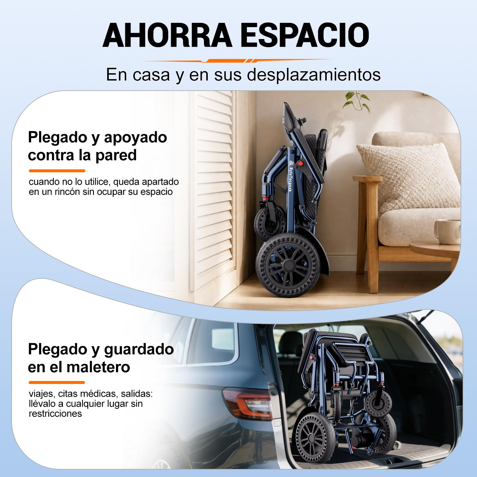 D14 Silla de Ruedas Eléctrica Plegable, Ligera, Motor 500W, 20 km