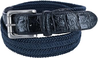 CTM Toneka Waxed Braided Belt with Croc Print Ends