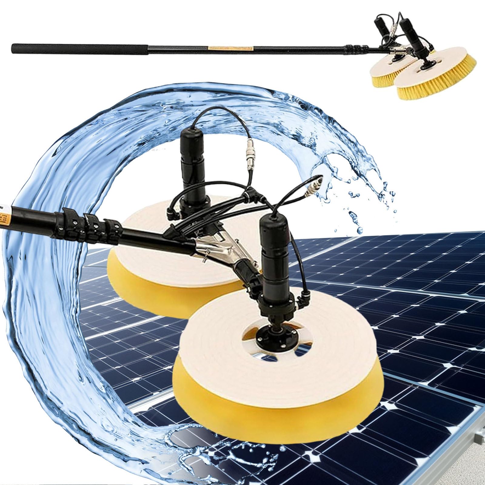 HADECOLL Solar Panel Cleaning Kit With Extendable Poles And Double Brush Head For Efficient Window And Roof Maintenance,Size_Name-7.5M