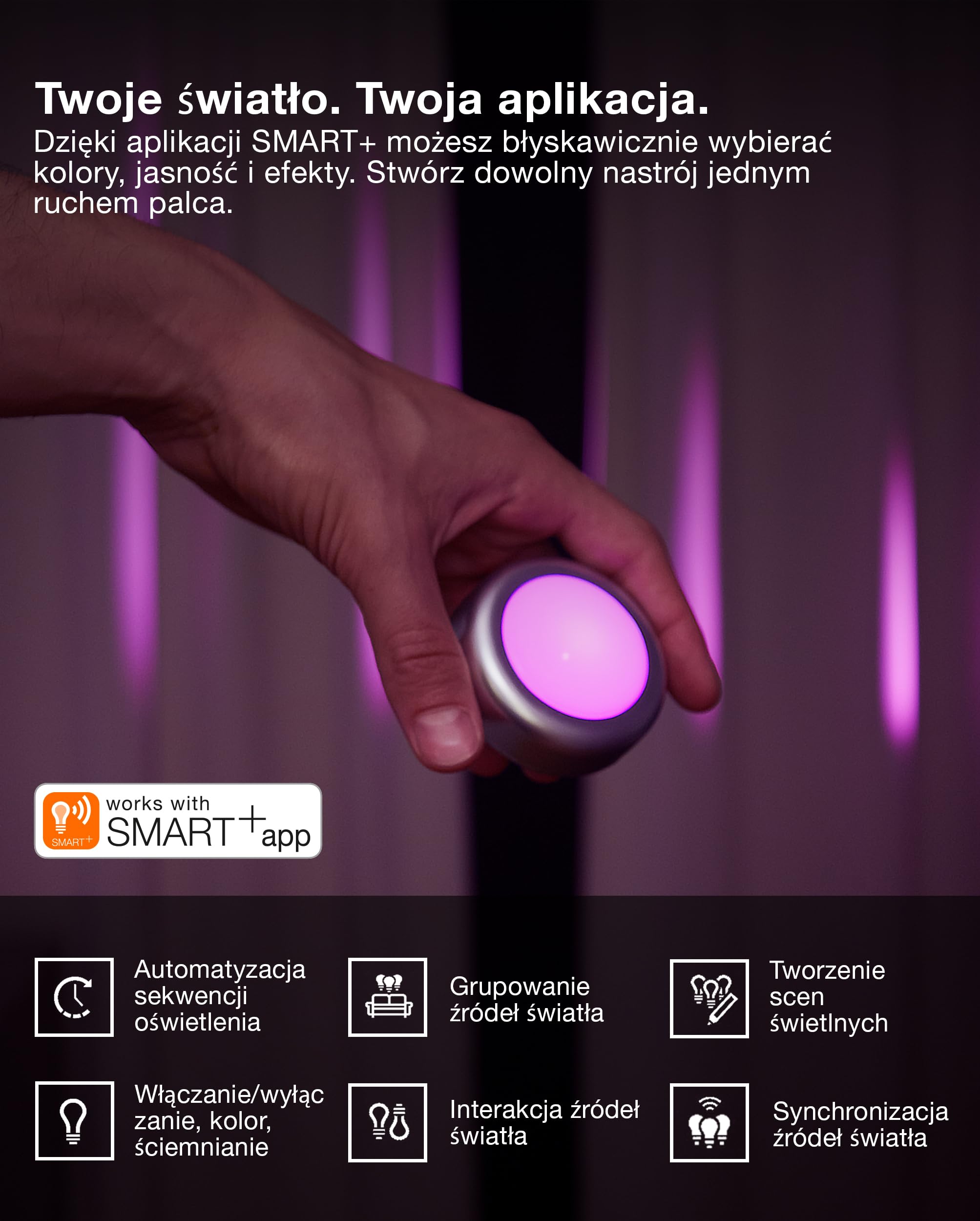 OSRAM SMART+ DOT-IT TWIST & SHAKE, inteligentna przenośna lampka nocna lub dziecięca z 16 milionami kolorów RGB, sterowana przez nacisk i obrót lub aplikację, funkcja snu z dźwiękami otoczenia, 6-pak