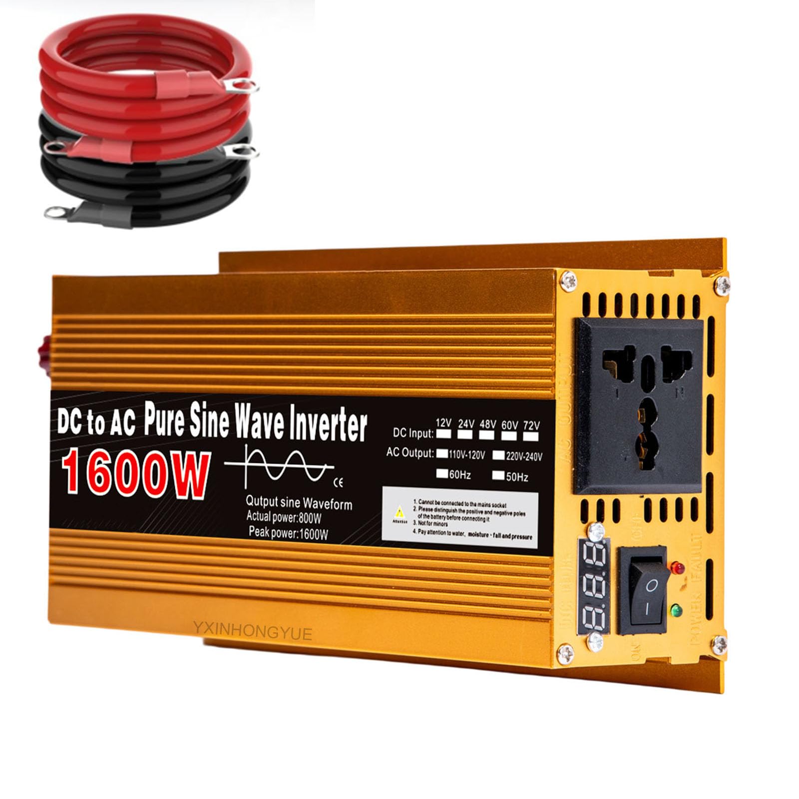 Czysty Sinus Wave Inverter 1600W Peak Power DC 12V 24V TO 240V 120V AC Converter Z wieloma ochronami Inwerter awaryjny poza siecią