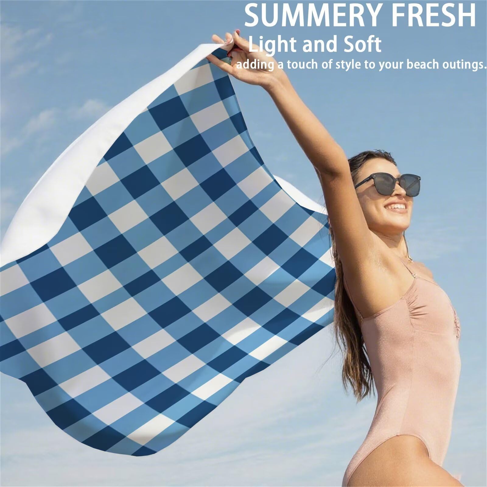 Ręcznik plażowy z mikrofibry 220 x 100 cm prześcieradło plażowe przeciw piaskowaniu ręcznik plażowy XXL niebieski ręcznik plażowy szybkoschnący, miękki i bardzo chłonny, szybkoschnący do podróży