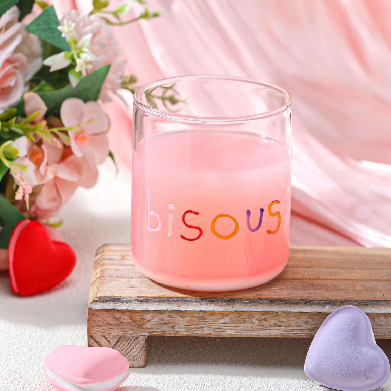 Amazon.com | Maxdot Valentine's Day Bisous Love Notes Juice Glass 14 ...