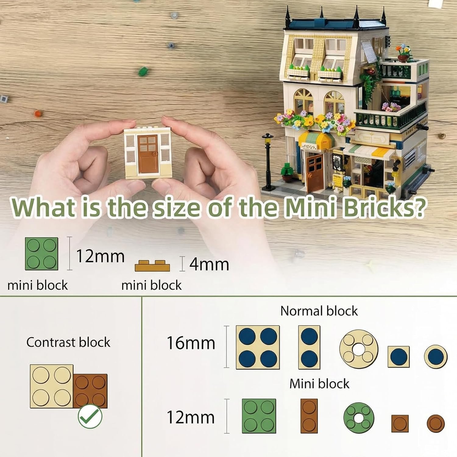 Micro Mini Bricks City Flowers Garden Hotel House Building Blocks Set for Adults, European Apartment Sets with Light for Modular House Collectors, Ideal Gifts for Home Decor (998 Pieces)