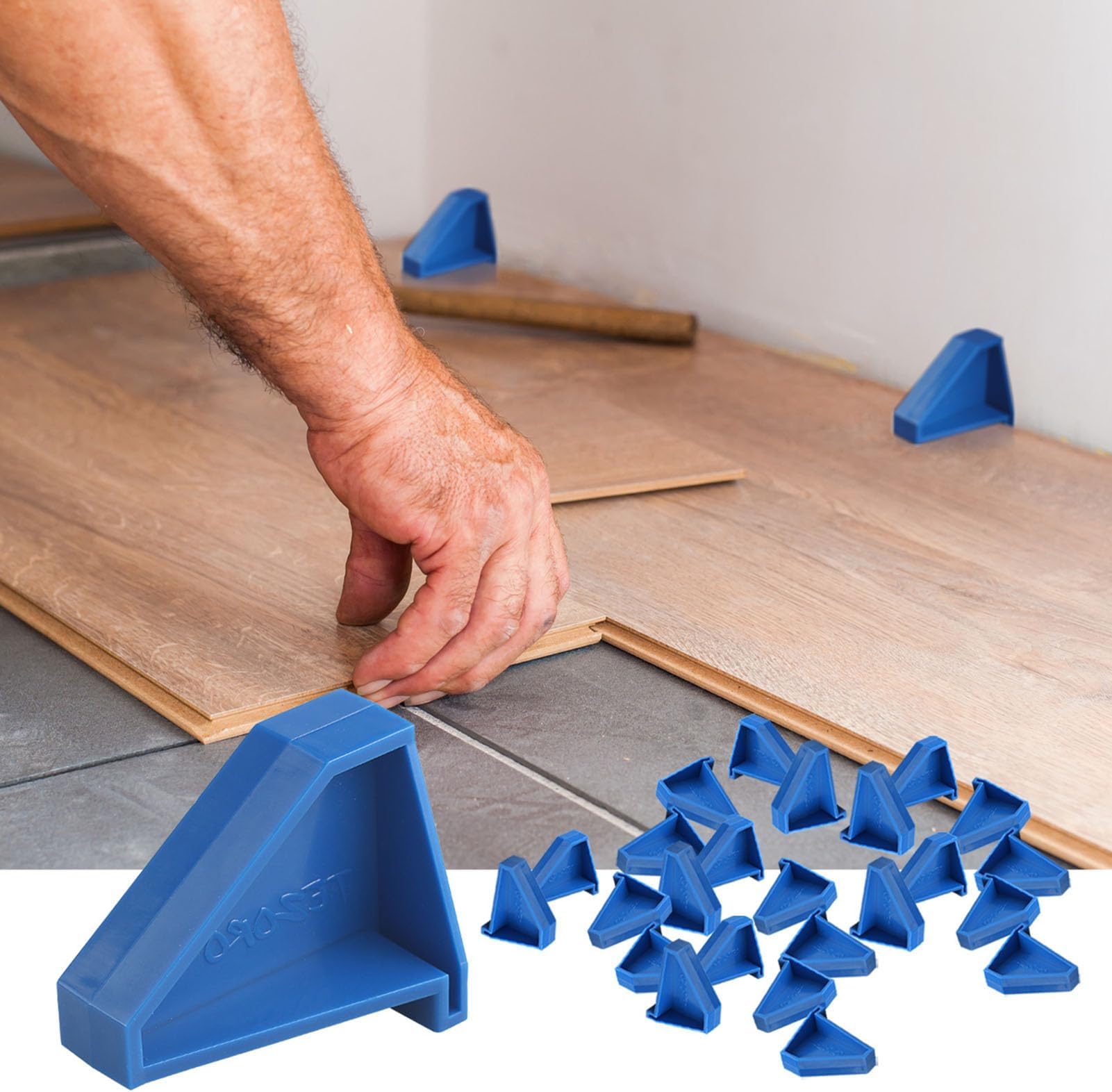Flooring Spacers,Laminate Wood Flooring Tools,Compatible w/Vinyl Plank, Hardwood & Floating Floor Installation etc,Hardwood Flooring w/1/4 Gap,Special Triangle Stay in Place (24)