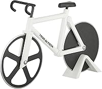 Vista 1 de Bicycle Pizza Cutter - TOUR de PIZZA Cutter with Display Stand - White Elephant Gifts, Kitchen Gagdets, Funny Gift Ideas