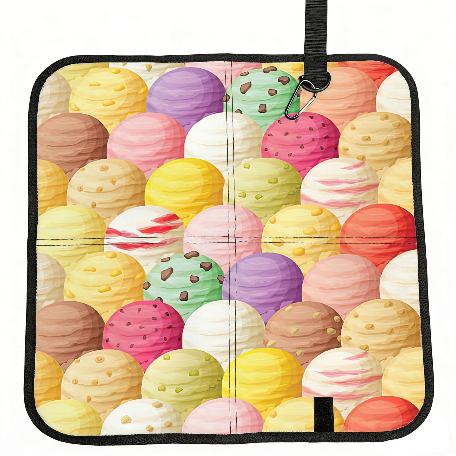 OKFSTY Ice Cream Print Fold Away Seat Cushion Portable Outdoor Pad Polyester Bleacher Bench Mat Travel Picnic Pad