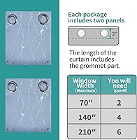 Vista 7 de BGment Room Darkening Curtains 95 Inches Long, Grommet Thermal Insulated Blackout Curtains with Wave Line and Dots Printed for Bedroom, 2 Panels