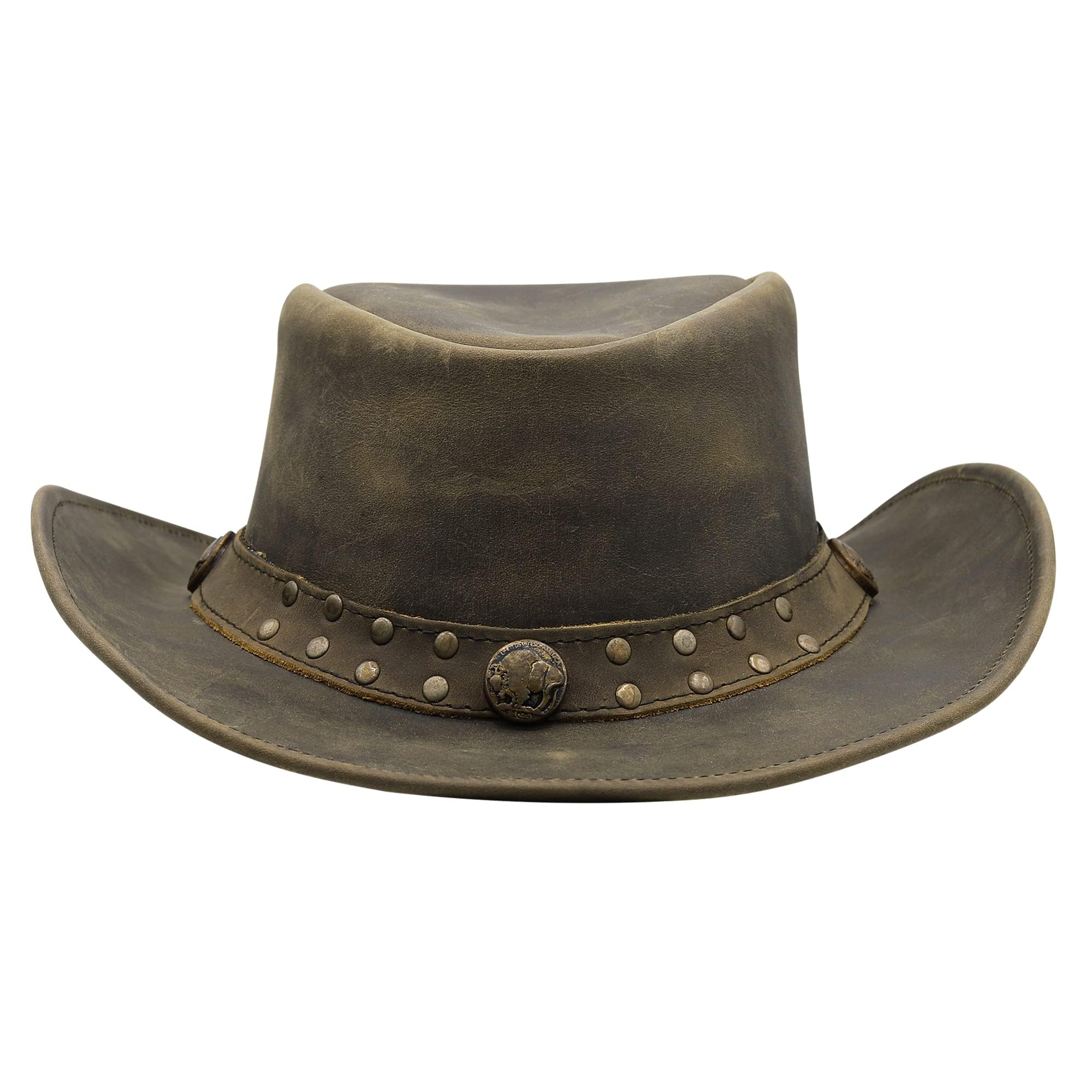 Sidewinder Sombrero de Vaquero Durable Jungle Grain Leather Unisex Adulto para Hombres Shapeable Outback Western Style Wide Brim