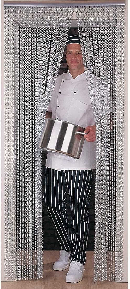 Chain Door Fly Screen in Grey Anodised Aluminium - Pest Control Curtain - up to 900mm Wide