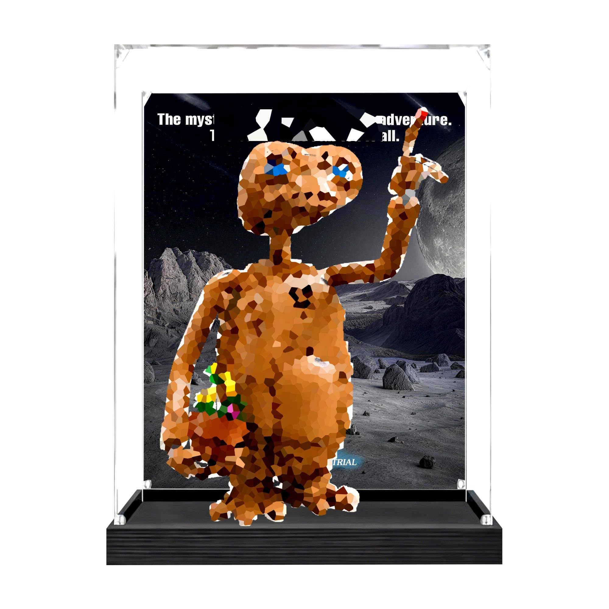 Acrylic Display Case for Le-go 21370 Alien Set,Clear Storage Box, Dustproof Protection Showcase (Display Box only, kit not Included) (Black background 1)