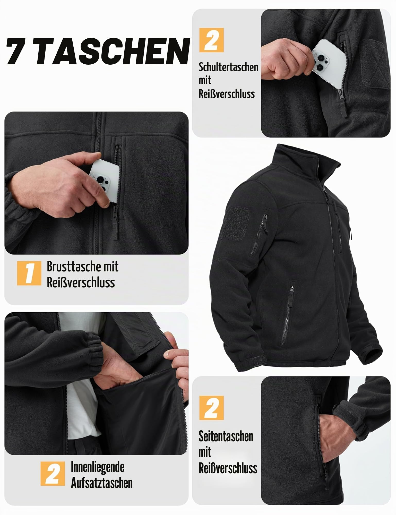 TACVASEN Herren Militär Outdoor Fleecejacke Warme Taktische Jacke Fleece Jacket