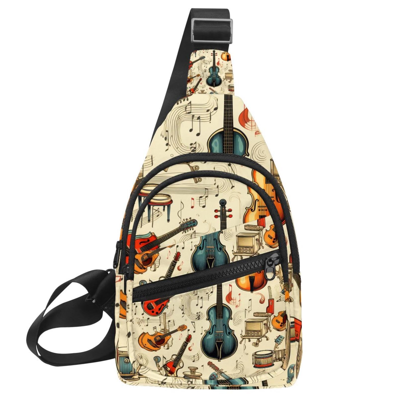 Riñonera cruzada deportiva de instrumentos musicales multicolor 7