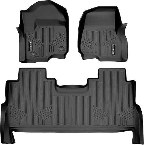 MAXFLOORMAT tapetes de piso para Ford F-250 / F-350 (2017) SuperCrew Cab para asiento trasero y delantero (juego para 2 filas) (Negro)