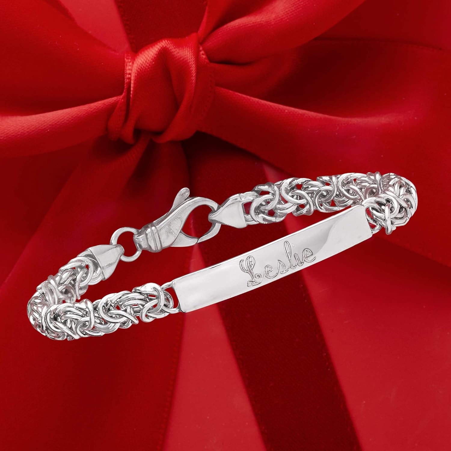Ross-Simons Name - Italian Sterling Silver Byzantine Id Bracelet. 7 inches : Clothing, Shoes & Jewelry