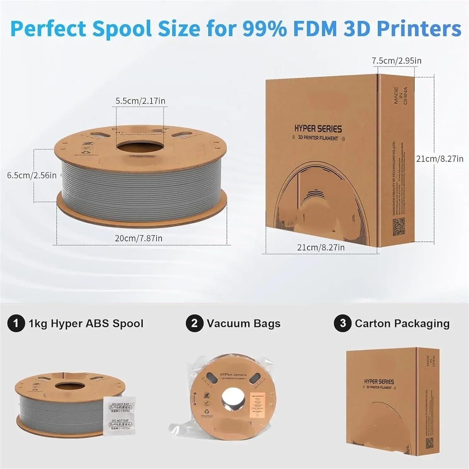 Compatible for Creality Ender 3, Hyper-Speed ABS 3D Printer Filament 1.75mm 1KG, Open-Chamber Printing Material(Black)