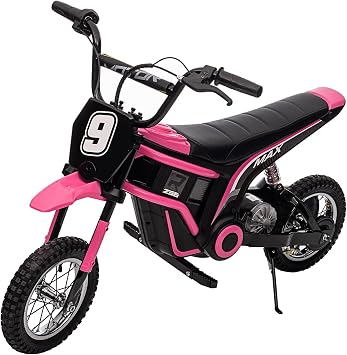 24V Kids Electric Dirt Bike,350w Electric Motorcycle for Kids,Teen,Boys and Girls- Up to 14.29MPH & 13.7 Miles Long-Range,Afety Braking System and Shock Absorption Design,Pink9
