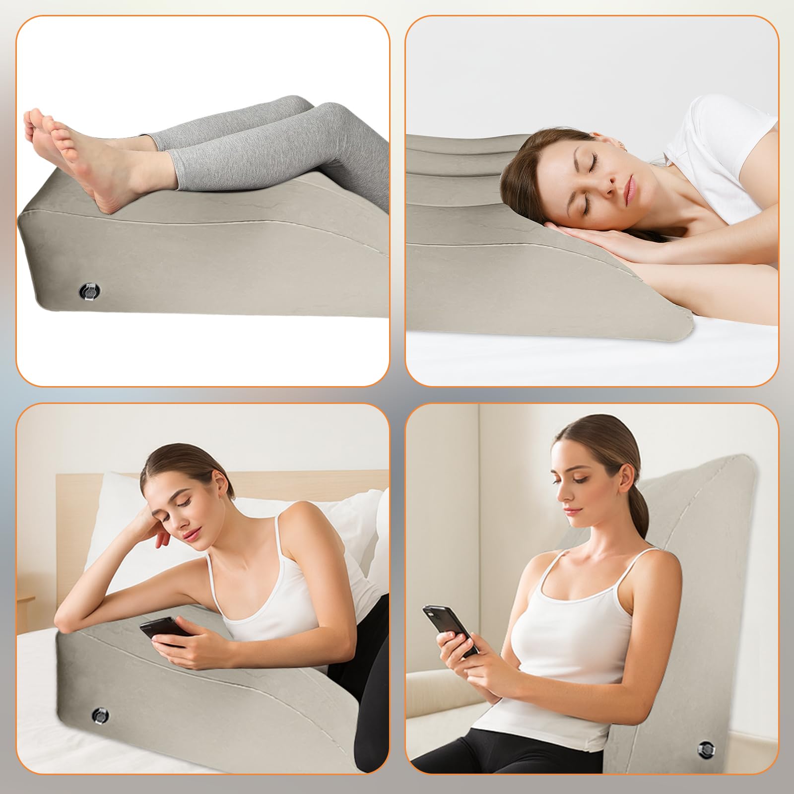 Cuscino per Gambe Gonfiabile a Cuneo, Cuscino Gambe per Dormire, per Migliorare la Circolazione Sanguigna, Ridurre il Gonfiore e Alleviare il Mal di Schiena, Portatile per Dormire, Viaggi e Casa