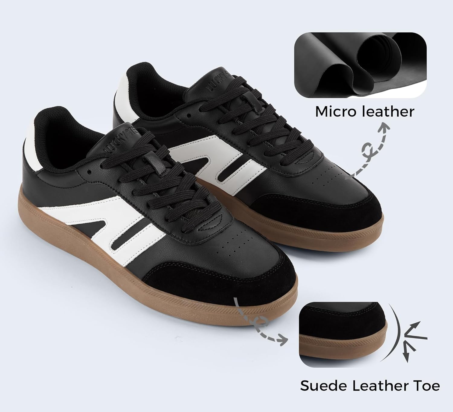 LUCKY STEP Men's Retro Fashion Sneakers Low Top Comfort Trainers Casual Lightweight Classic Walking Shoes - Image 2