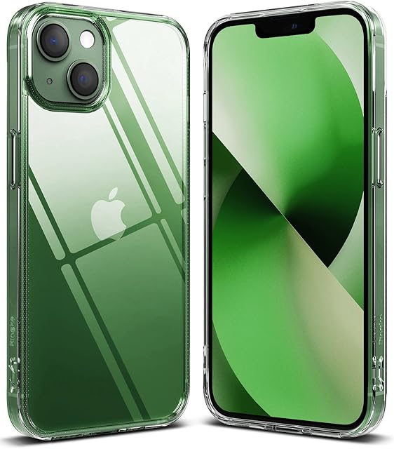 Ringke Fusion Compatible with iPhone 13 Case, Anti-Scratch Minimal Yellowing Clear Hard Back Shockproof Bumper Cover for iPhone 6.1-Inch (2021) - Transparent