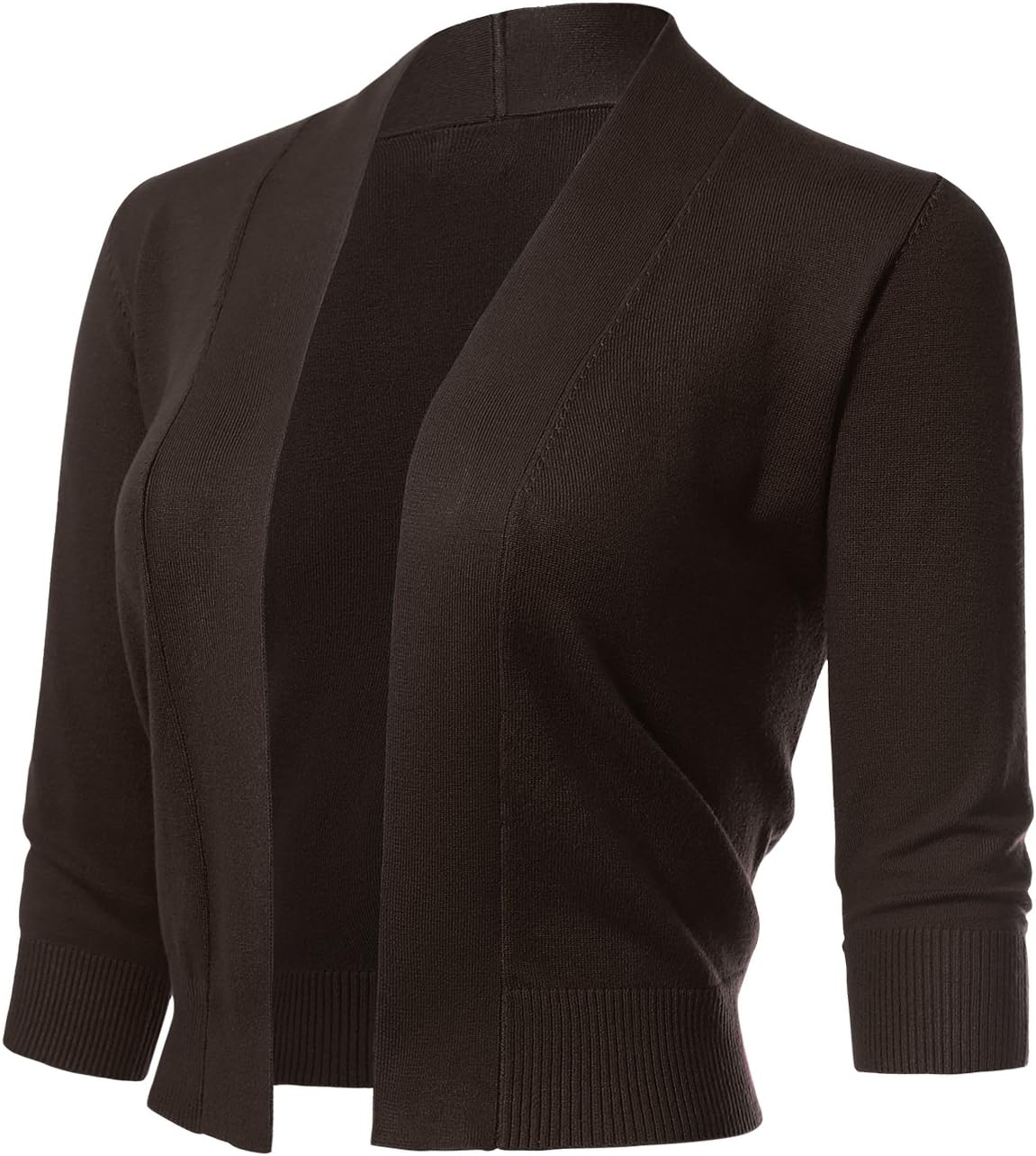 Allsense Women's 3/4 Sleeve Cropped Bolero Shrug Cardigan
