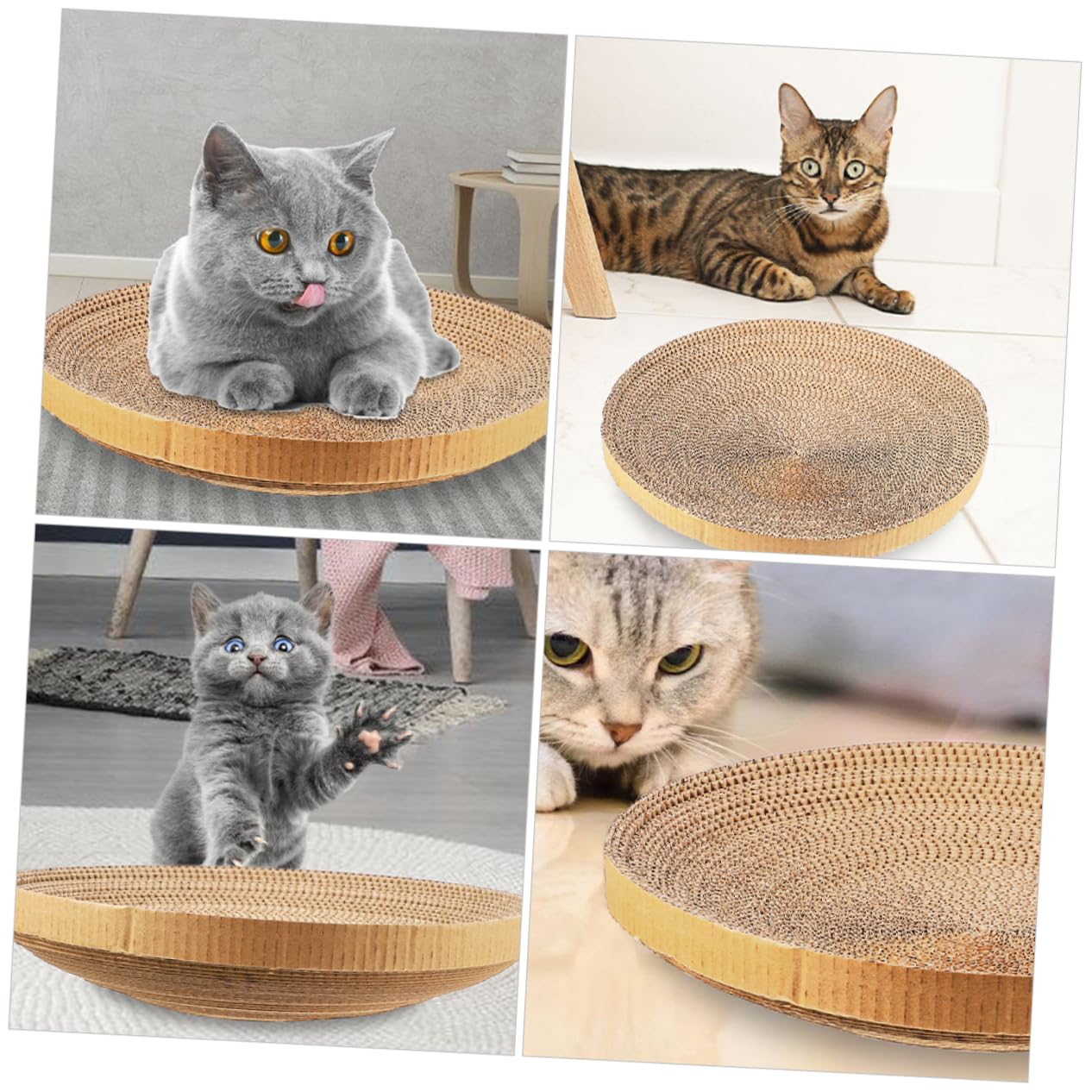 POPETPOP 3 Piezas Recambio Rascador para Gatos Redondo De CartóN Corrugado, DiseñO Circular, Ideal para ArañAr Y Descansar, Protege Muebles, 35 X 35 X 2.7 Cm