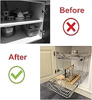 Vista 7 de Organizador de gabinete extraíble de 20 pulgadas de ancho x 21 pulgadas de profundidad, cajón individual deslizante de 2 niveles, estante