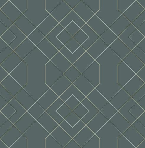 Scott Living 2964-25911 Ballard Teal Geometric Papel pintado