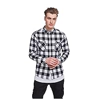 URBAN CLASSICS Camicia in Flanella a Maniche Lunghe da Uomo, Camicia Casual Lunga