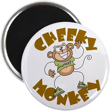 CafePress Cheeky Monkey Magnet 2.25" Round Magnet, Refrigerator Magnet