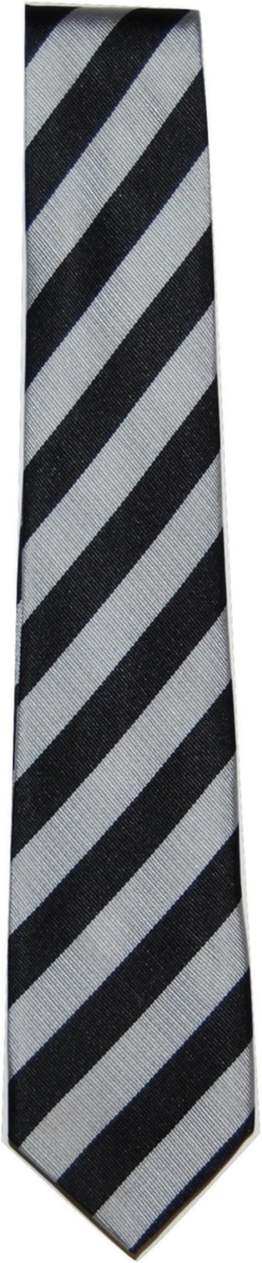 Mens Boys Unisex Tie Black Silver Grey Stripes High Senior School Prom Occasion