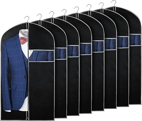 Vista 19 de Syeeiex Bolsa de traje de 40 pulgadas, juego de 5 bolsas de ropa para colgar ropa, bolsas para hombres o mujeres, bolsas de ropa para trajes