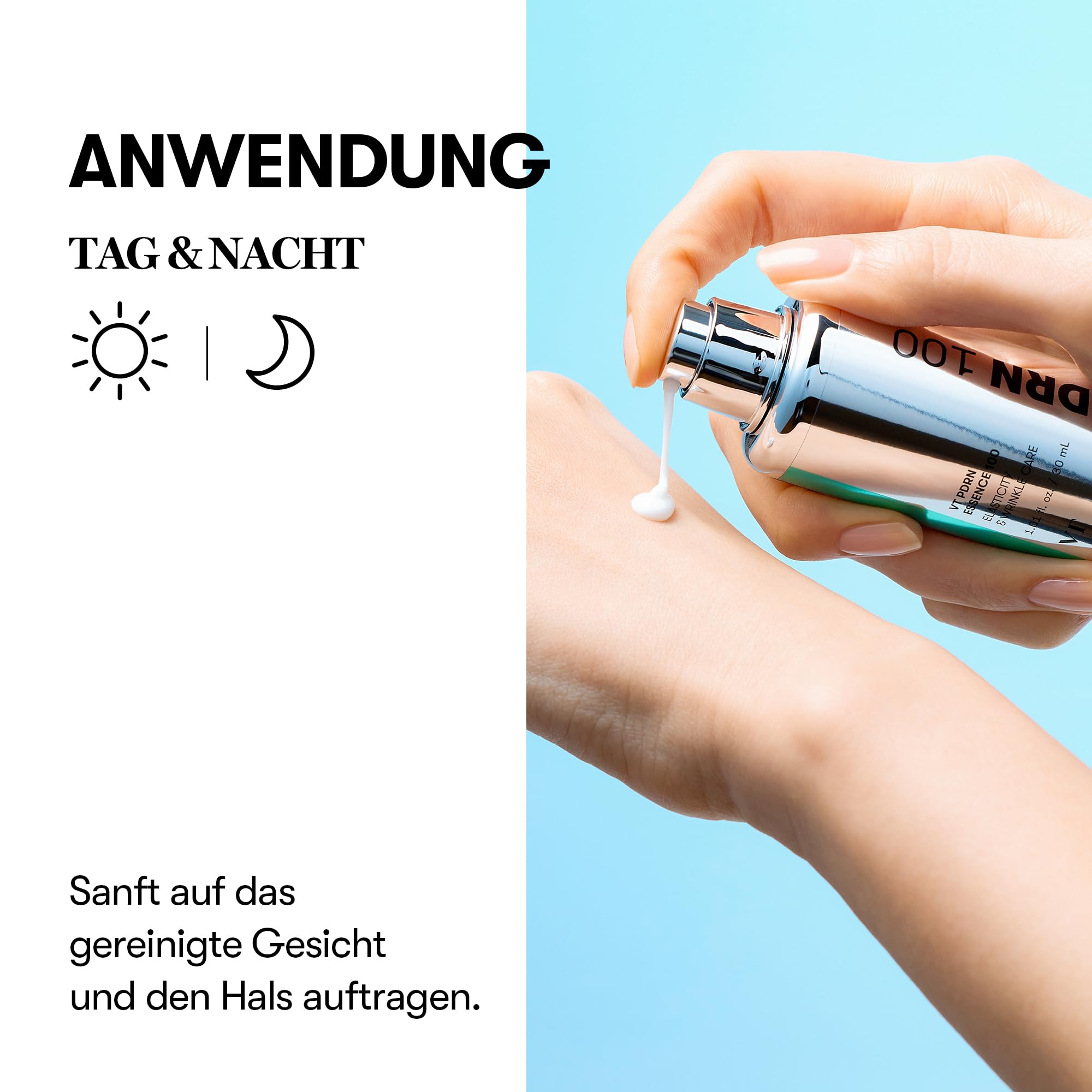 VT COSMETICS PDRN 100 Essence, Intensiv Glow Serum, 100.000ppm Veganes PDRN, Hautregeneration & Volumengebung, Hydratisierend & Feuchtigkeitsspendend, Straffend, Feine Linien 1,01 fl. Oz.