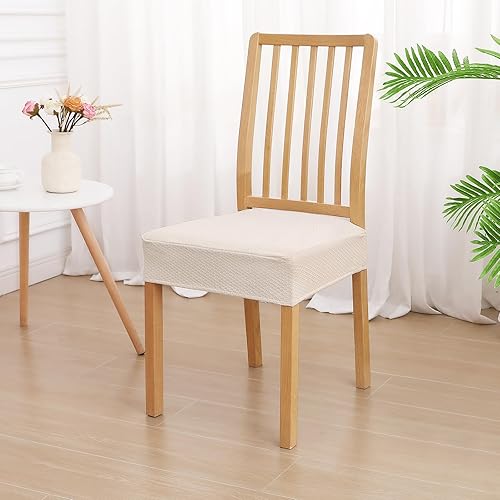 Miniatura 2 de smiry Juego de 8 fundas de asiento impermeables para sillas de comedor, tela jacquard elástica, extraíble y lavable, fundas protectoras de asiento