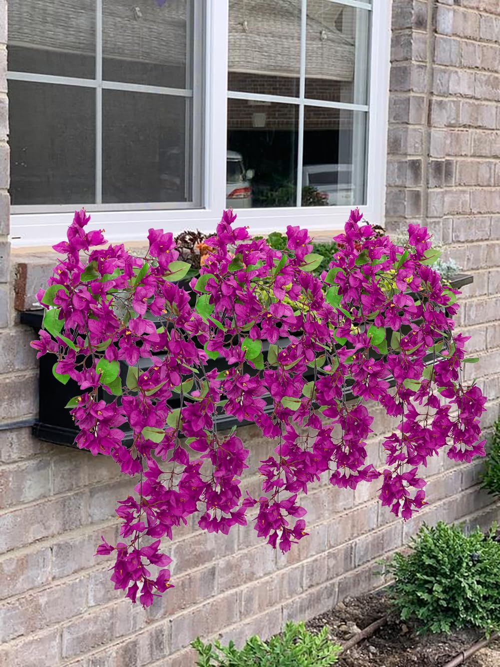 Flores artificiales desbordantes, plantas de flores falsas, tallos de 33.5 pulgadas de largo, buganvilla sintética para jarrón alto, 3 flores colgantes falsas para el hogar, sala de estar, dormitorio
