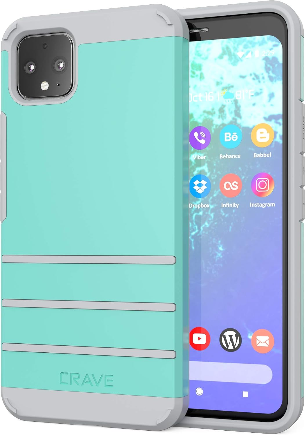 Crave Pixel 4 XL Case, Strong Guard Heavy-Duty Protection Series Case for Google Pixel 4 XL - Mint/Grey