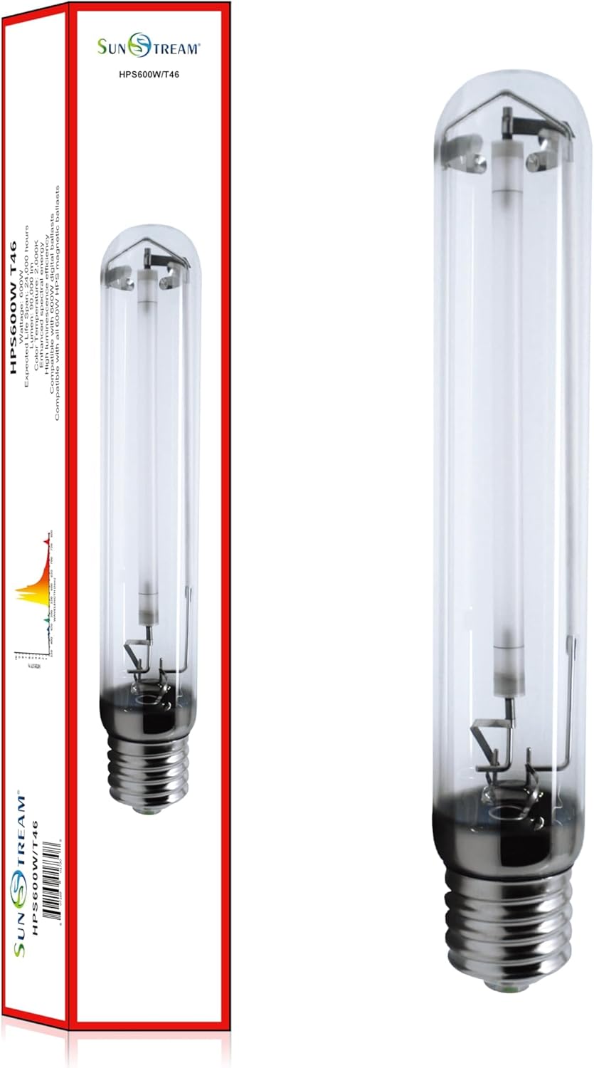 SunStream 600W SE HPS Grow Light Bulb Full Spectrum Double Ended High Pressure Sodium Bulb for Indoor Gardening, Greenhouse, Grow Tents