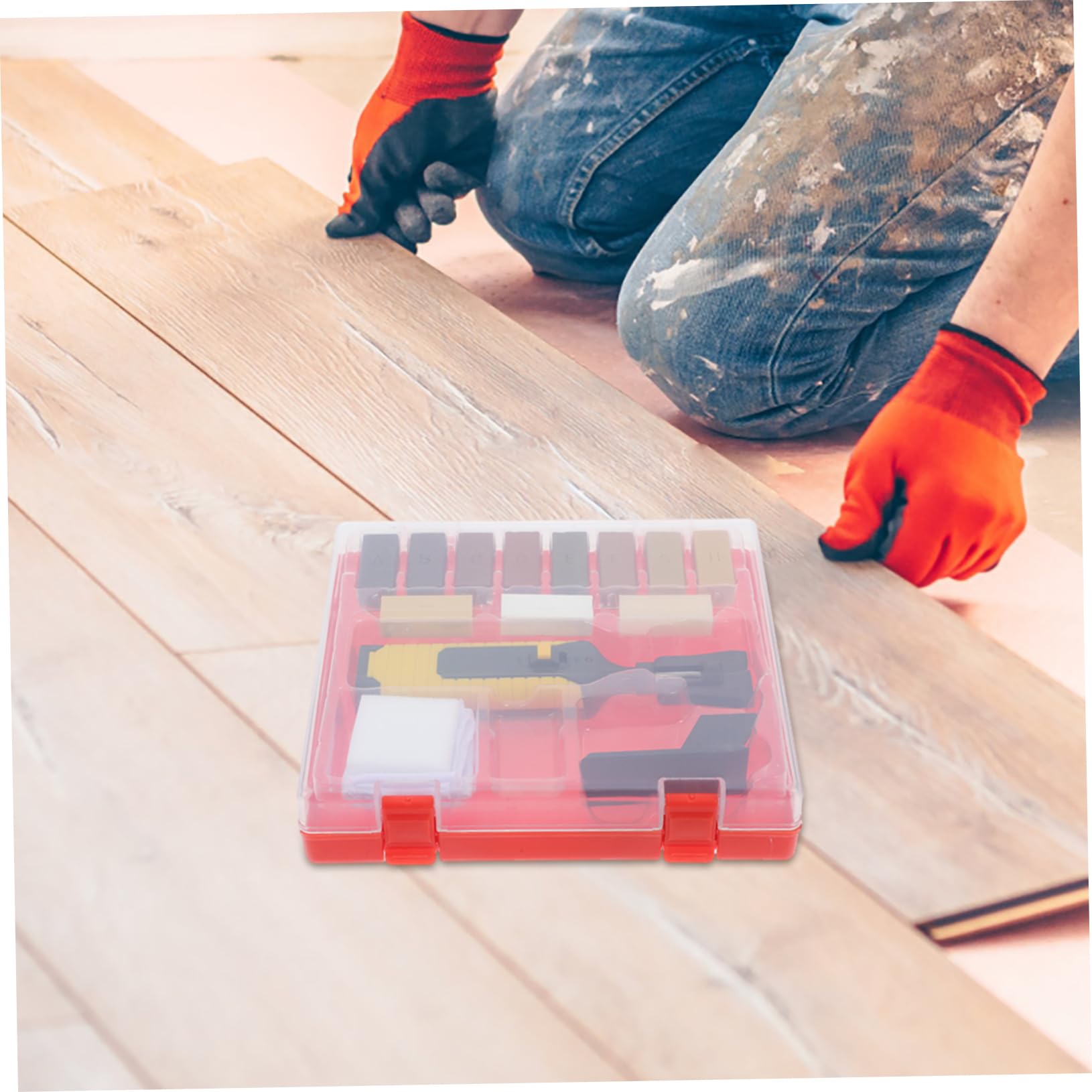 Uonlytech Kit Reparación Madera para Reparación de Rayones Piso y Muebles, con Pen de Calentamiento Eléctrico, Bloque de Cera y Esponja, Hogar y Comercio