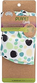 GOODY Planet XL Shower Cap,1 Count - Green Dots - Protect Your Hairstyle While Remaining Comfortable - Hair Accessories for Men,Women,Boys,& Girls - Made with Recycled Ocean-Bound Plastic