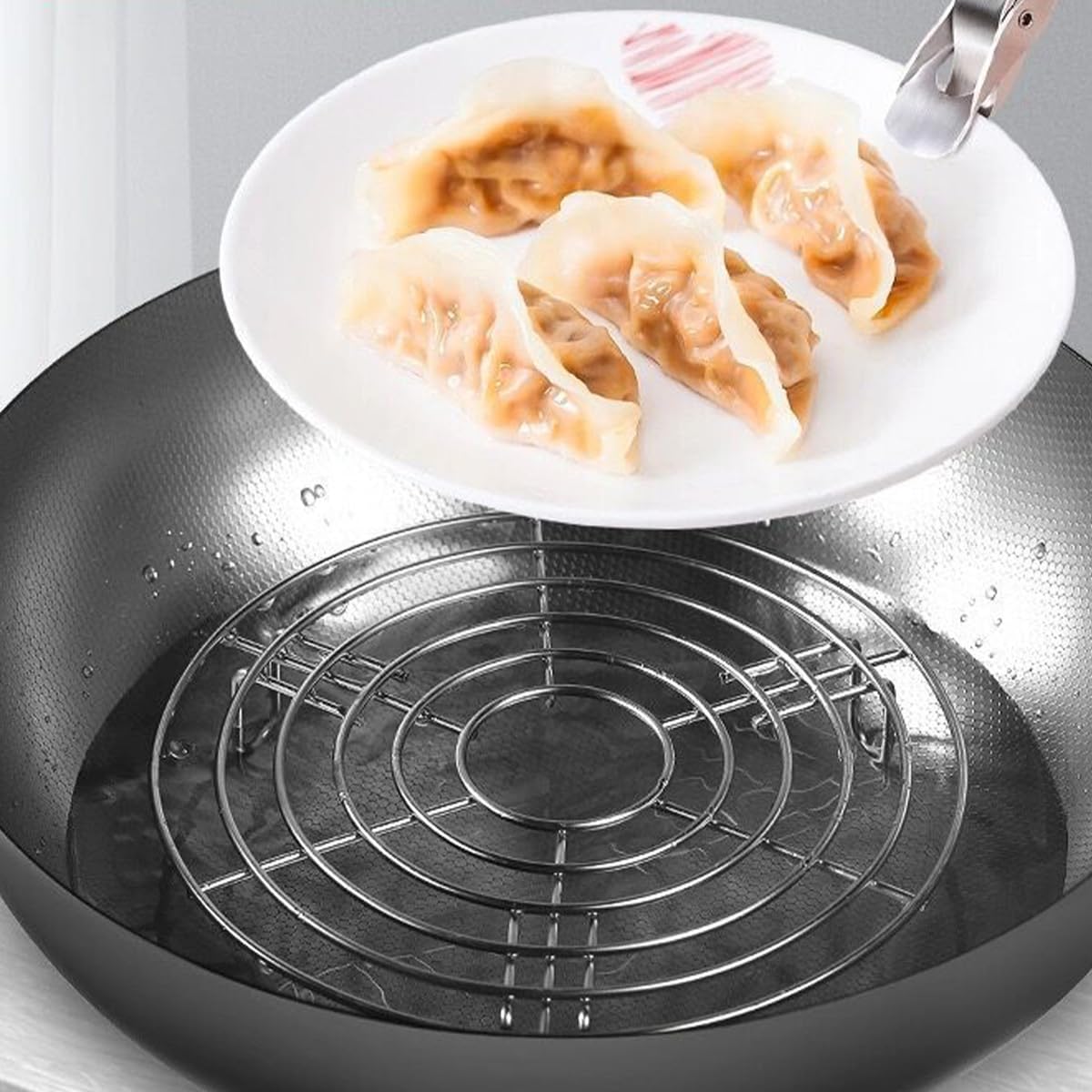 Griglia per Vapore Rotonda da 19,5 cm, Griglia per arrosti in Acciaio Inossidabile, Griglie di Raffreddamento per Cottura Multiuso Supporto per friggitrice ad Aria, Forni a Microonde