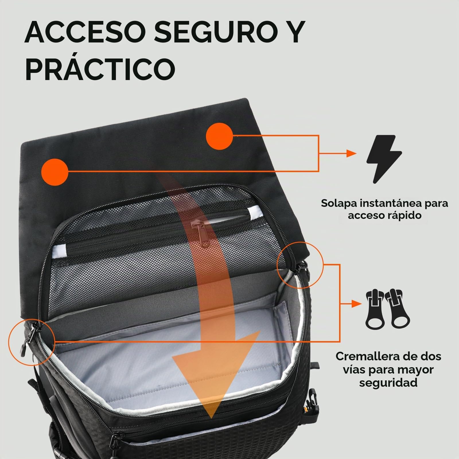 TARION Mochila Fotográfica Grande Profesional - Compartimento Portátil 16'' + Acceso Lateral/Trasero Rápido con Cubierta Impermeable y Cinturón Desmontable - Para Cámaras DSLR Thorner