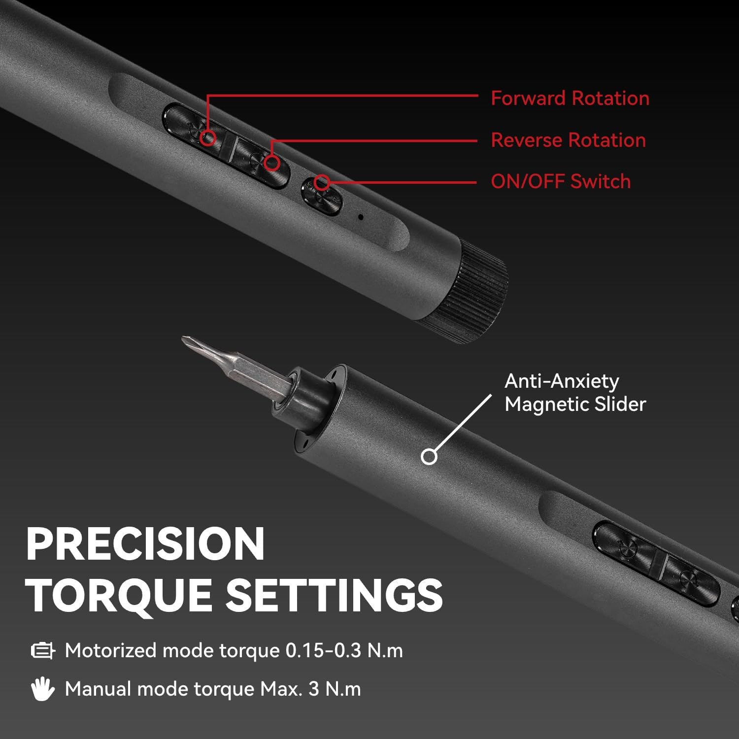 ONEVAN Jeu de tournevis électriques 138 en 1 - Tournevis de précision magnétique - Micro visseuse électrique avec lumière LED - Avant/arrière - Mini kit d'outils pour lunettes, montre, ordinateur