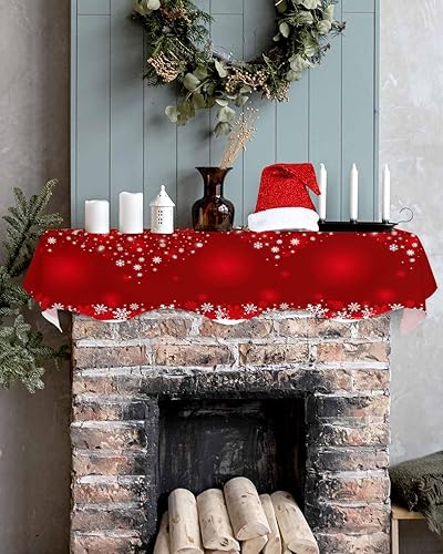 Miniatura 5 de Funda roja para chimenea, decoración de mantel de Navidad, decoración de mantel de Navidad, copo de nieve de invierno, Navidad, estante de chimenea,