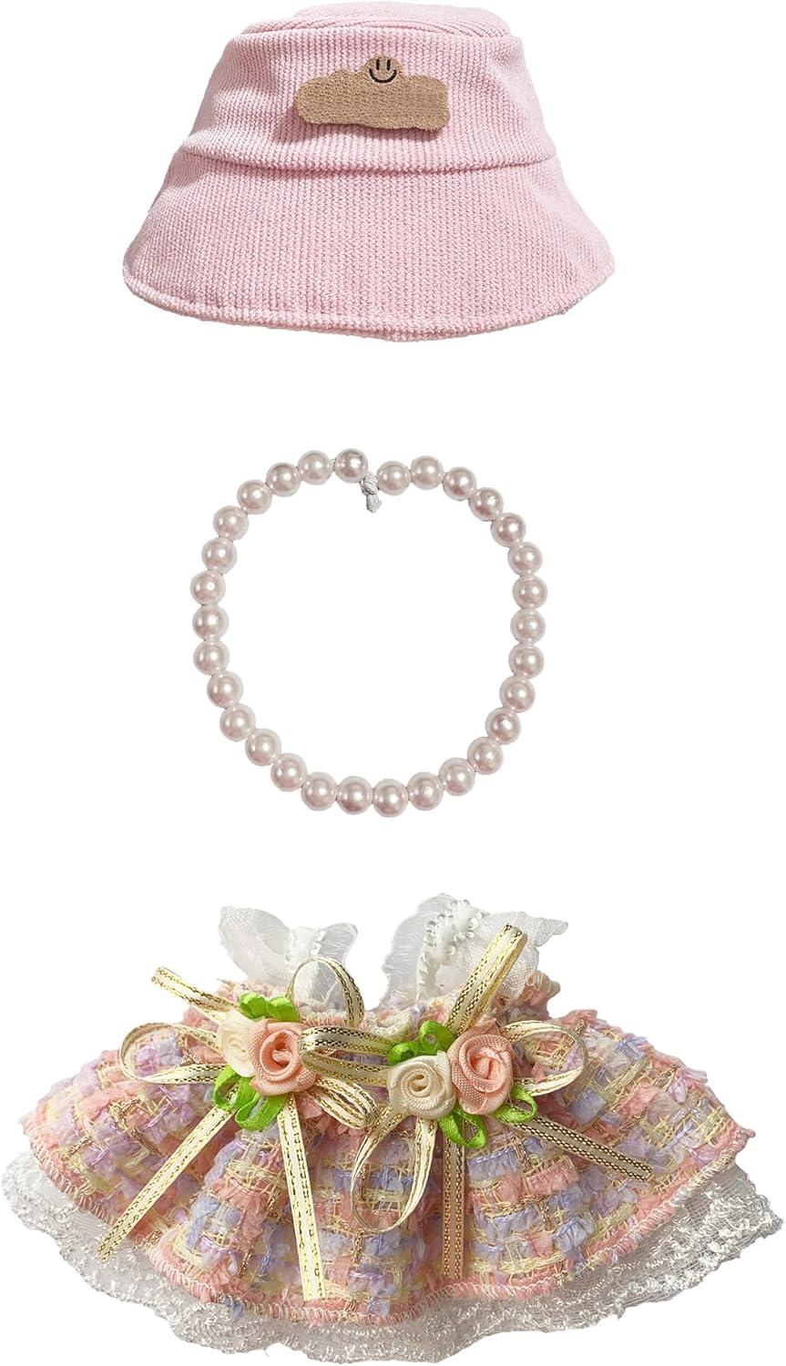 3-Piece Set – Outfit for 17cm Figures – Dress Set with Hat, Necklace and Dress – 3-Piece Outfit – Fashionable Clothing for Figures – Accessories Only, Figure Not Included