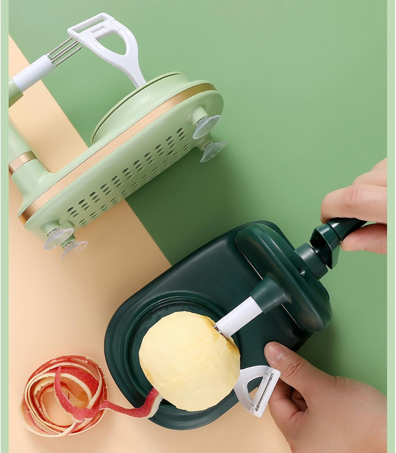 Multifunctional Manual Peeler Machine with Suction Base for Easy Fruit and Vegetable Peeling Manual Rotating Kitchen Peeler Machine