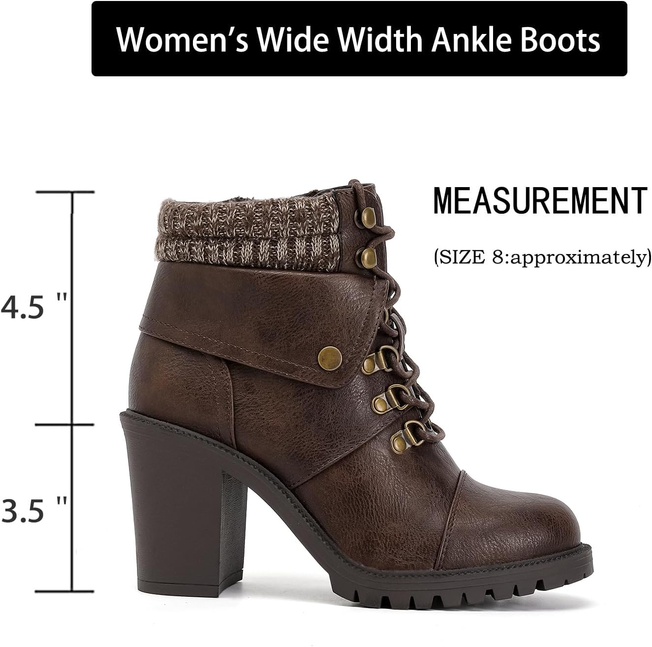 Luoika Women's Extra Wide Calf Wide Width Round Toe Ankle Boots