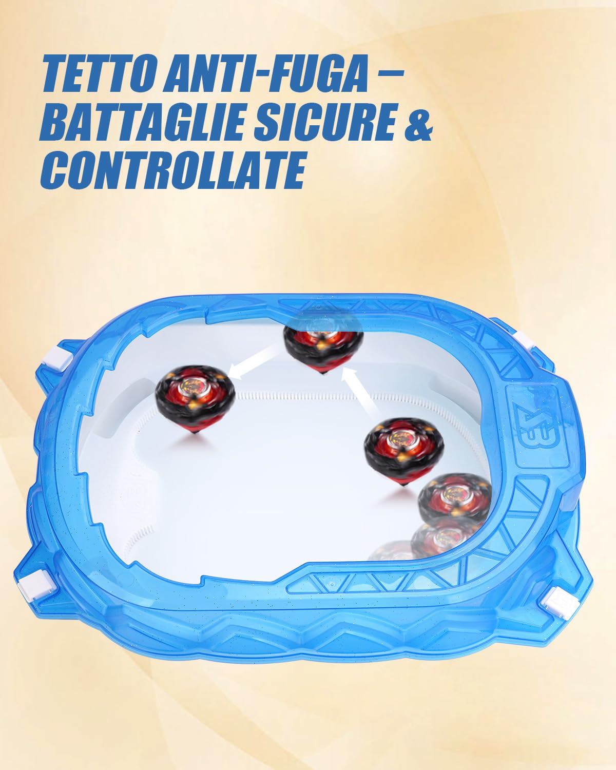 X Stadium Starter Kit – Arena con 6 Gyro Tops, 2 Lanciatori, Pista di Accelerazione & Tetto Protettivo. Regalo per Bambini da 6 anni
