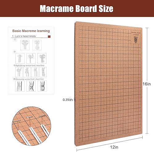 Miniatura 5 de Tablero de macramé de 12 x 16 pulgadas para trenzar y cordar tablero de proyecto de macramé para trenzar pulseras, crear macramé y creaciones de