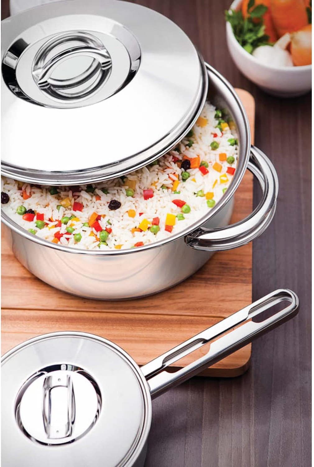 TRAMONTINA 18-10 Stainless Steel 3-Layer Double Handed Pot (Casserole) 7.9 inches (20 cm) (2.5 L) Solar